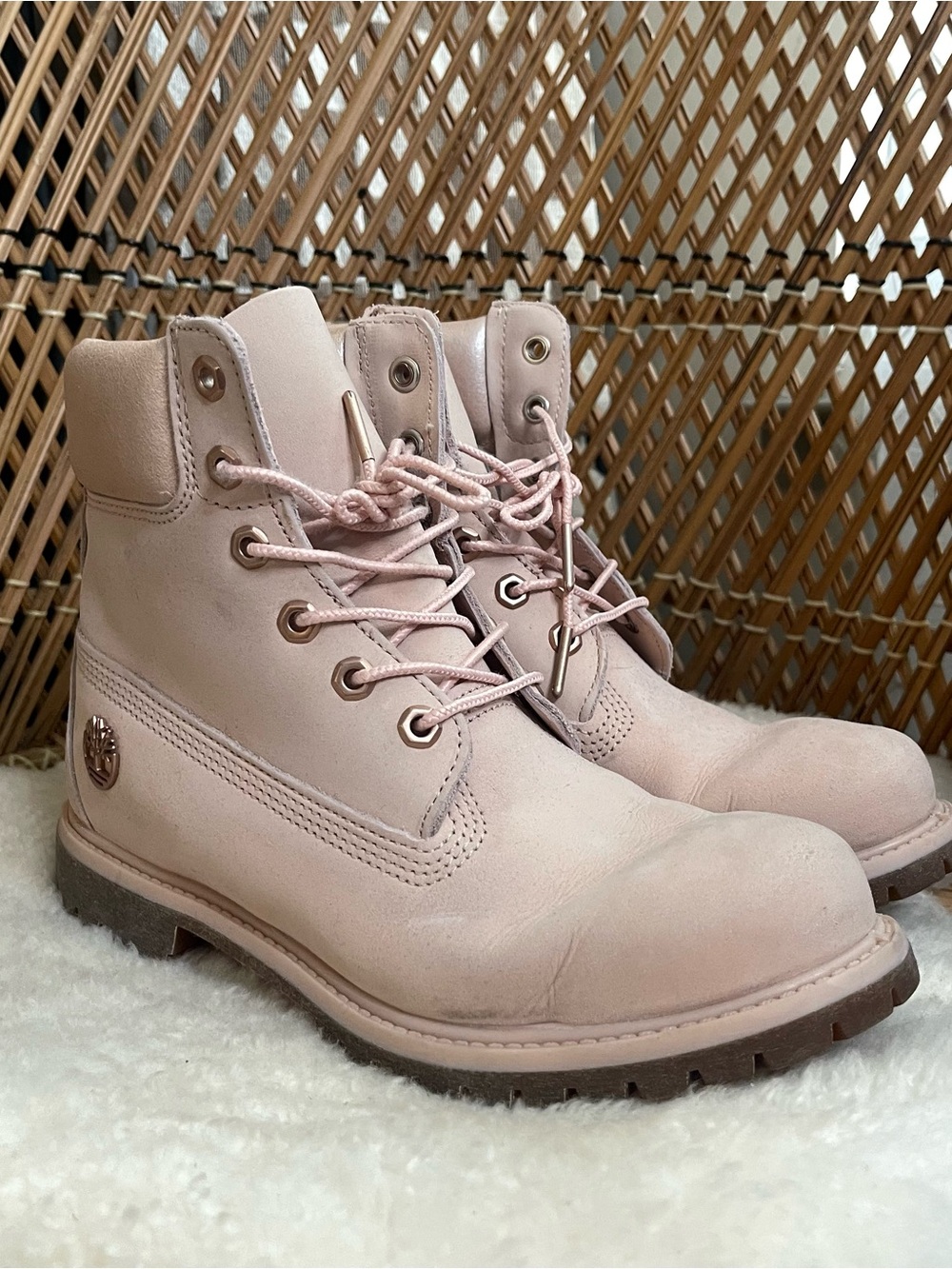 Timberland Blush Pink Nubuck Lace-Up Boots